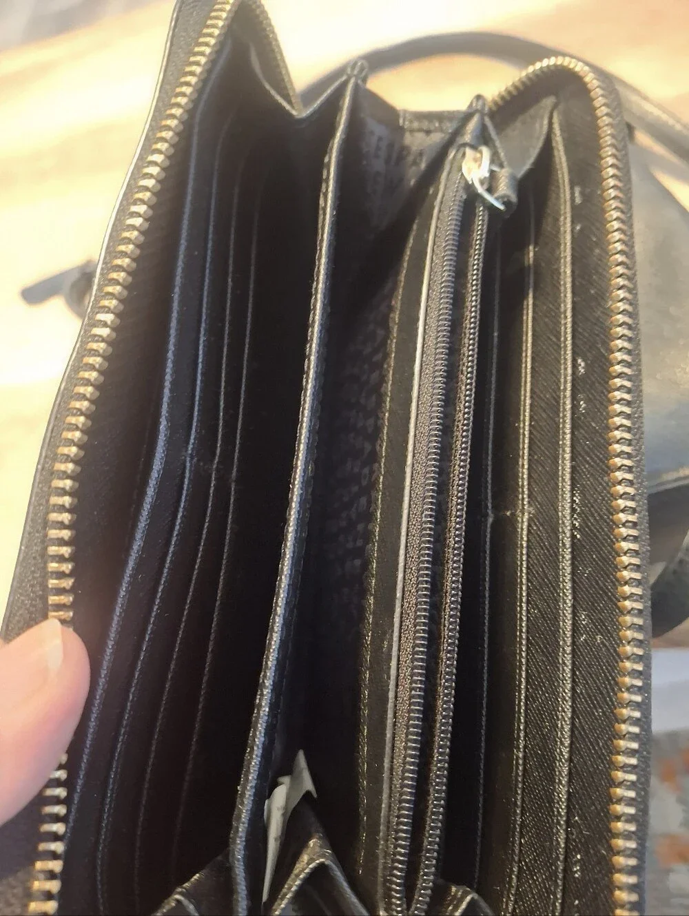 kate spade Black Saffiano Zip Around Wallet